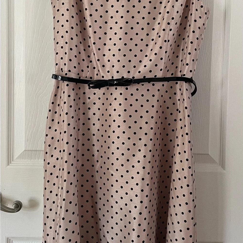 Vintage Kasper Strapless Dress in Cream with Black Polka Dots - Picture 3 of 7